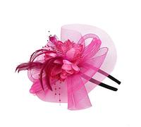 Tennis Dad Y Pen Rubans Mesh Women Hat and Feathers Fashion Wedding Bibi N Party Caps Queue de cheval Casquette de baseball pour femme, rose vif, Taille unique