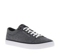 Tennis en toile basses bleues marine et blanches et à lacets plats 43