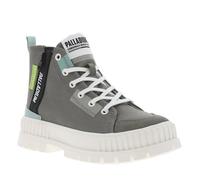 Tennis en toile montantes kakis à semelle plate et à lacets et zip latéral 38