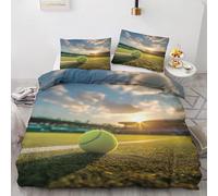 Tennis Housse de Couette 240x260 Parure de Lit Thème Sportif Microfibre Impression 3D Une House de Couette et Deux Taies d'oreiller (65x65 cm) A.3306