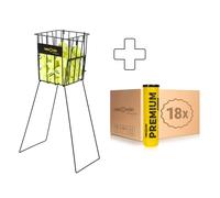 Tennis-Point 18 tubes de 4 Premium + panier ramasse balles nosize