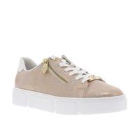 Tennis rose gold à talon plateau et à lacets plats blancs avec zip doré 39