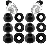TENNMAK Embouts mémoire de Forme compatibles avec Technics & beyerdynamic | Compatibles avec Technics EAH-AZ100, beyerdynamic Amiron 300 Wireless. Memory Foam Eartips, 12 pièces,noir