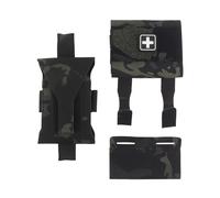 Tenoburian Kit de microtraumatisme monté sur Ceinture Molle Tactique, Pochette médicale Trousse de Premiers Soins Pochette IFAK avec Porte-Garrot, BCP, L, Noir