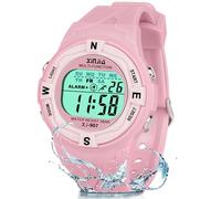 TENOCK Montre NuméRique pour Enfants-LED-éTanche à 50M-avec ChronomèTre D'Alarme-Cadeau pour Vos Enfants De 4 à 12 Ans, Moderne (Rose)