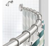 TENOVEL Tringle à rideau de douche incurvée réglable en acier inoxydable, antirouille, 127 à 183 cm, nickel brossé