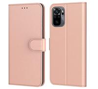 Tenphone Coque pour Xiaomi Redmi Note 10 / Note 10S, Etui Protection Housse Premium en Cuir PU,Pochette Fermeture Magnétique,Flip Case Compatible avec Redmi Note 10 / Note 10S (Book Rose)