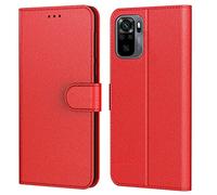 Tenphone Coque pour Xiaomi Redmi Note 10 / Note 10S, Etui Protection Housse Premium en Cuir PU,Pochette Fermeture Magnétique,Flip Case Compatible avec Redmi Note 10 / Note 10S (Book Rouge)