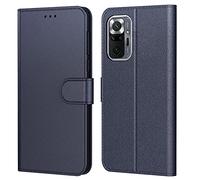 Tenphone Coque pour Xiaomi Redmi Note 10 Pro, Etui Protection Housse Premium en Cuir PU,Pochette Fermeture Magnétique,Flip Case Compatible avec Redmi Note 10 Pro (Book Bleu)