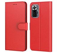 Tenphone Coque pour Xiaomi Redmi Note 10 Pro, Etui Protection Housse Premium en Cuir PU,Pochette Fermeture Magnétique,Flip Case Compatible avec Redmi Note 10 Pro (Book Rouge)