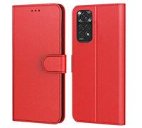 Tenphone Coque pour Xiaomi Redmi Note 11, Coque Redmi Note 11S, Etui Protection Housse Premium en Cuir PU,Pochette Magnétique,Flip Case Compatible avec Xiaomi Redmi Note 11S / Note 11 (Book Rouge)