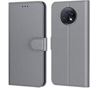 Tenphone Coque pour Xiaomi Redmi Note 9T, Pochette Protection Etui Housse Premium en Cuir PU,Fermeture Magnétique,Flip Case Compatible avec (Redmi Note 9T, Book Gris)