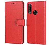 Tenphone Etui Coque pour Huawei P Smart Z, Protection Housse en Cuir PU Portefeuille Livre,[Emplacements Cartes],[Fonction Support],[Languette Magnétique] pour (P Smart Z (6,59 Pouces), Rouge)