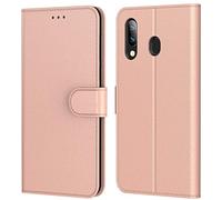 Tenphone Etui Coque Pour Samsung Galaxy A20e , Protection Housse en Cuir Portefeuille Livre,[Emplacements Cartes],[Fonction Support],[Languette Magnétique] pour (Galaxy A20e (5,80 Pouces), Rose Gold)
