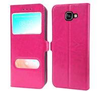 Tenphone Etui Coque pour Samsung Galaxy A3 2016 A310,Protection Etui Housse avec 2 Fenêtres, Coque en Silicone, PU Cuir, Fermeture Magnétique (Rose)