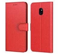 Tenphone Etui Coque pour Samsung Galaxy j3 2017 (J330), Protection Etui Housse en Cuir Portefeuille Livre,[Emplacements Cartes],[Fonction Support],pour (Samsung J3 2017 (5 Pouces), Rouge)