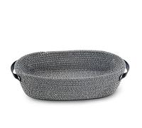 TENQUAN 1Pc Panier de Rangement en Corde de Coton Avec Poignée en Cuir,34×17×10cm Panier Tissé Pour Etagères de Placard, Boîte de Rangement Décorative Pour Chambre à Coucher,Salle de Bain (Noir Blanc)
