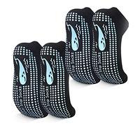 TENQUAN Chaussette Antidérapante pour Femme et Homme, 2 Paires de Socquettes Antidérapantes de Yoga, Pilates, Fitness, Danse et Sports (Noir, Unisexe 43-46)