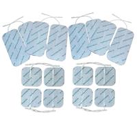 TENS/EMS Électrodes Pré-câblées Healthcare World - Lot de 16 avec Gel Autocollant - 8 Carrés 5x5 cm + 8 Rectangles 5x10 cm - Patches de Rechange pour Appareils TENS et EMS
