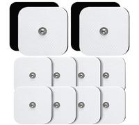 TENS Lot de 12 coussinets de machine TENS sans latex avec performance autocollante, 50 x 50 mm, tampons de rechange pour machine TENS (taille des goujons 3,5 mm)