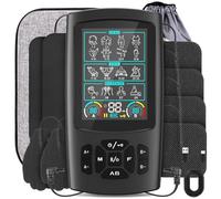 TENS Unit Stimulateur musculaire avec 28 modes, machine de stimulation musculaire à double canal avec 8 électrodes de tampons, machine TENS pour muscles, épaules (gris)