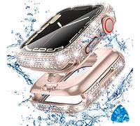 Tensea Étui de protection d'écran étanche 2 en 1 pour Apple Watch SE 2022 et 6 5 4 mm Accessoires pour iWatch Hard PC Diamant Avant et Arrière Coque avec film en verre trempé