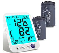 Tensiomètre automatique XL brassard pour grands bras 33 à 53,3 cm Taille M/L 22,9 à 43,2 cm Écran LCD rétroéclairé XL Deux utilisateurs 1000 Mem Bleu