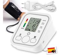 Tensiomètre Numérique Avec Fiche On/Off Voix Espagnole Et Câble Usb (Sans Batterie) Tension Artérielle Et Fréquence Cardiaque-Moniteur De Pression Artérielle Avec Manchette Et Mémoire 2x99