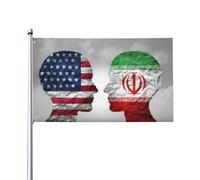 Tensions Entre L'Iran Et Les États-Unis Drapeau De Jardin Solide Drapeau Couleurs Vives Drapeaux Pour Extérieur Jardin Vacances Balcon 90X150Cm