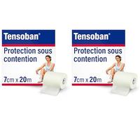 Tensoban - Bande de protection sous contention adhésive - Barrière protectrice sous les bandes de sport - 7 cm x 20 m, blanc (Lot de 2)