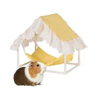 Tent Hammock Ferret Bed - Yellow Checkered Pattern Hamster House With Frame, Small Animal Resting Tent Design, Soft Fabric Construction Perfect For Cage Habitat Enclosure Home Bedroom Corner