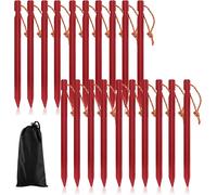 Tent Pegs 18 Cm Pack Of 20 Aluminum Storm Resistant Tent Pegs With Rope Tent Pegs Tent Pegs Tent Pegs For Camping And Garden (Red)