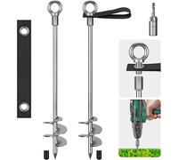 Tent Pegs, Heavy Fixing Pegs, Metal Earth Anchor, 76 Cm Spiral Blade Screwed Into Trampolines Kit For Swing/Camping/Dog/Coiture Shelter With Fixed Buckle Strap, 2 Pieces