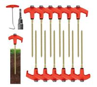 Tent Pegs, Tent Nails, Fluorescent Stable Ground Pins, Hexagonal Screw Thread Design, 9.84x8.27x2.76 inches, Secure Set for Beach, Plant Irrigation, Greenhouse, Artificial Turf