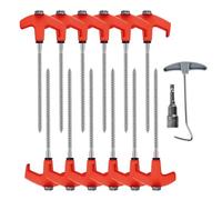 Tent Pegs, Tent Nails, Fluorescent Stable Secure Hexagonal Screw Thread Ground Pins Set, Ideal for Beach Plant Irrigation Greenhouse Artificial Turf Lawn Canopy Fence Tarp Netting