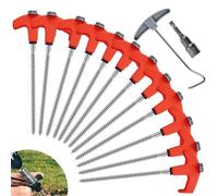 Tent Pegs, Tent Nails, PP, Carbon Steel Fluorescent Stable Ground Pins, Hexagonal Screw Thread, and Secure, Ideal for Beach, Greenhouse, Lawn, Canopy, Fence, and Tarp Netting,25x21x7cm