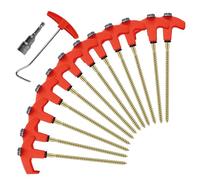 Tent Pegs, Tents Nails, Fluorescent Hexagonal Ground Pins, Stable Screw Thread Stakes, Ideal for Beach, Lawn, Greenhouse, Canopy, Fence, Tarp, Netting, Plant Irrigation, 25x21x7cm