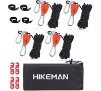 Tent Ropes With Pulley-4mm Reflective Cord With Aluminum Adjuster For Camping,Hiking,Awning,Tents,4 Pack (Black)