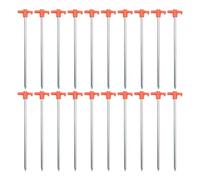 Tent Stakes - Lot de 20 ancrages au sol durables, ensemble de pointes en métal léger | Broches de camping robustes pour auvent de jardin extérieur, kit d'ongles coupe-vent pour aventure de randonnée