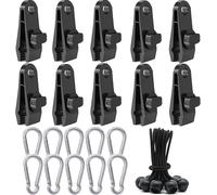 Tent Tarp Clips,Multi-Function Tent Clamp,Crocodile Tent Clips Kit,Mouth,Camping Accessories,Tent With Attached Ropes And 3 Karabines For Tents