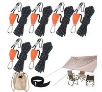 Tent Windproof Ropes - Camping Rope with Ratchet Pulley | Outdoor Camping Metal Pulley Tensioner | Rope Tie Down Straps | Reflective Câmping Ratchet String Tent Cord Heavy Duty Retractable Straps
