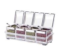TENTA KITCHEN Gourmet Lot de 4 Compartiments à épices en Acrylique avec 4 cuillères à Servir Idéal pour la Cuisine