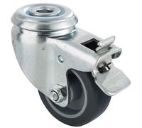 TENTE 9027 - Roulette Pivotante à Trou Centrale 5 cm - Avec frein puissant à œillet 11 mm - Charge 40 kg - Moyeu lisse