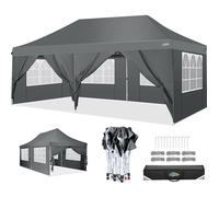 Tente à baldaquin pop-up 10x20FT avec 6 parois latérales amovibles, tentes à baldaquin extérieures pour fête de mariage，gris