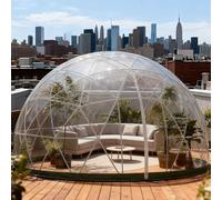 Tente à bulles pour 4 à 8 personnes, dôme extérieur transparent avec lumières de 10 m et piquets métalliques, installation rapide pour camping, fêtes, observation des étoiles, salle à manger