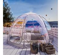 Tente à bulles résistante aux intempéries, abri extérieur pop-up avec lumière LED pour 8 à 10 personnes, idéale pour camping, fêtes et mariages (transparent, taille L)