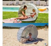 Babymoov Tente Anti-UV Bébé Rafraichissante Moov & Protect - Haute protection Anti-UV UPF 50+ - Système Pop Up - Grande Tente de plage - Moustiquaire à Maille Fine, Green Lagoon