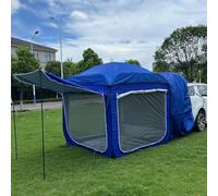 Tente arrière pour camping, auvent de coffre escamotable avec sol et filet, abri de hayon extensible pour fourgonnette à hayon (200 x 200 x 200 cm, bleu)