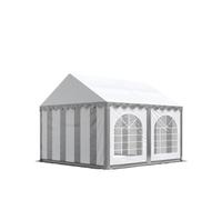 Tente Barnum de Réception 3x4 m Bâches PVC 750 N Gris-Blanc Cadre de Sol Jardin
