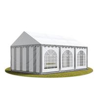 Tente Barnum de Réception 3x6 m Bâches PVC 750 N Gris-Blanc Cadre de Sol Jardin